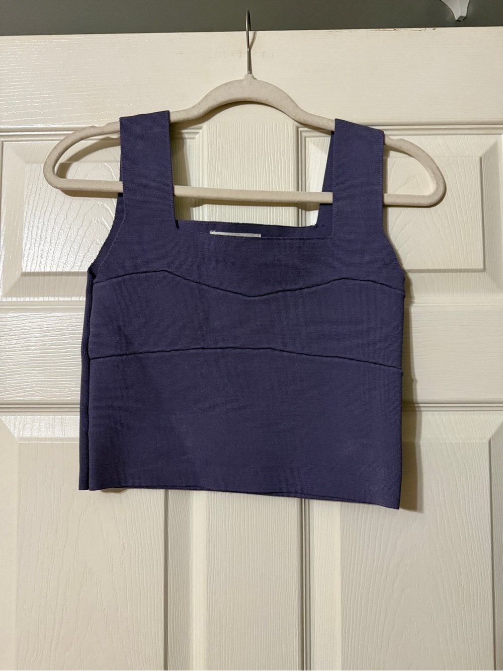Listicle Structured Square-Neck Plum Crop Top